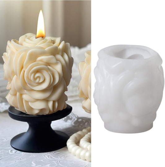 Valentine Rose Pillar Candle Silicone Molds Soap Mold 3D Rose Flower Resin Concrete Mould DIY Supplies Mold for Valentines Anniversary Wedding Table Home Decor