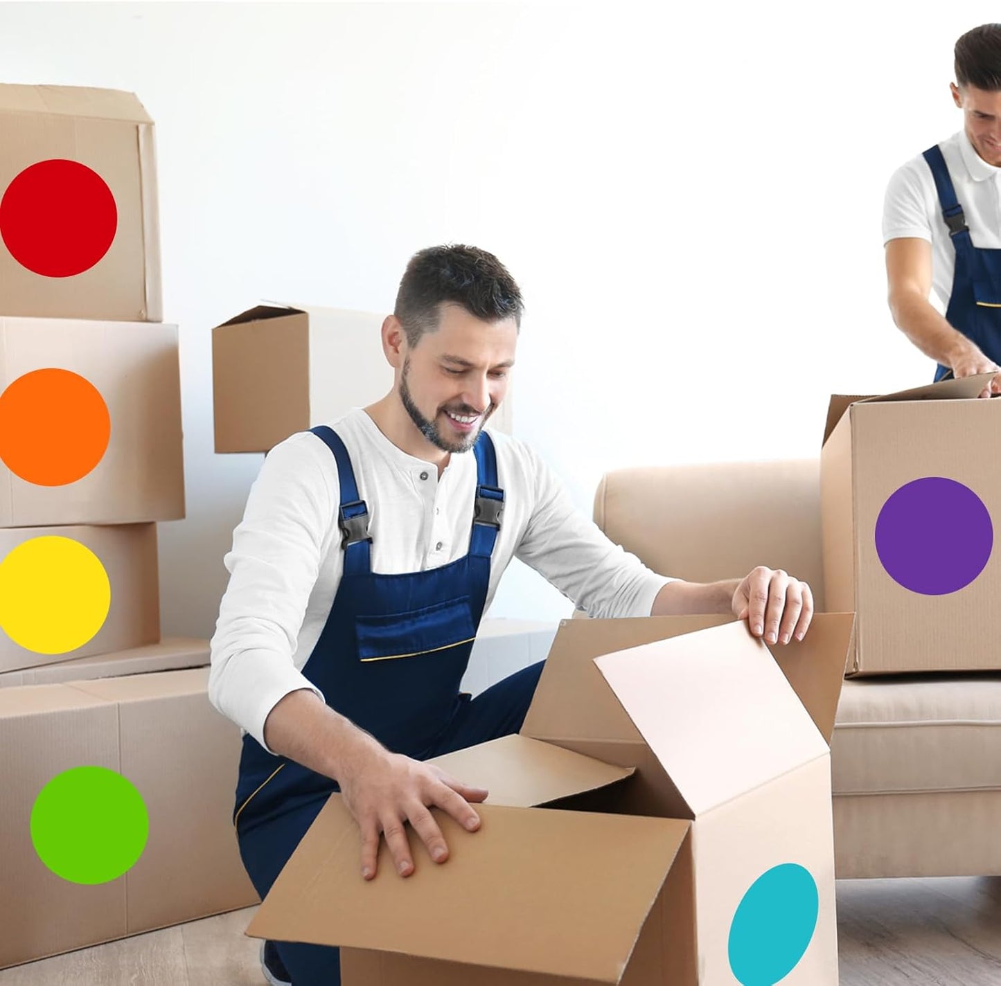 STARLIBOO 6" Round Large Colored Stickers Labels, Dots Circles Stickers for Moving，School, Home, Office, Business- 6 Colors -30 Packs