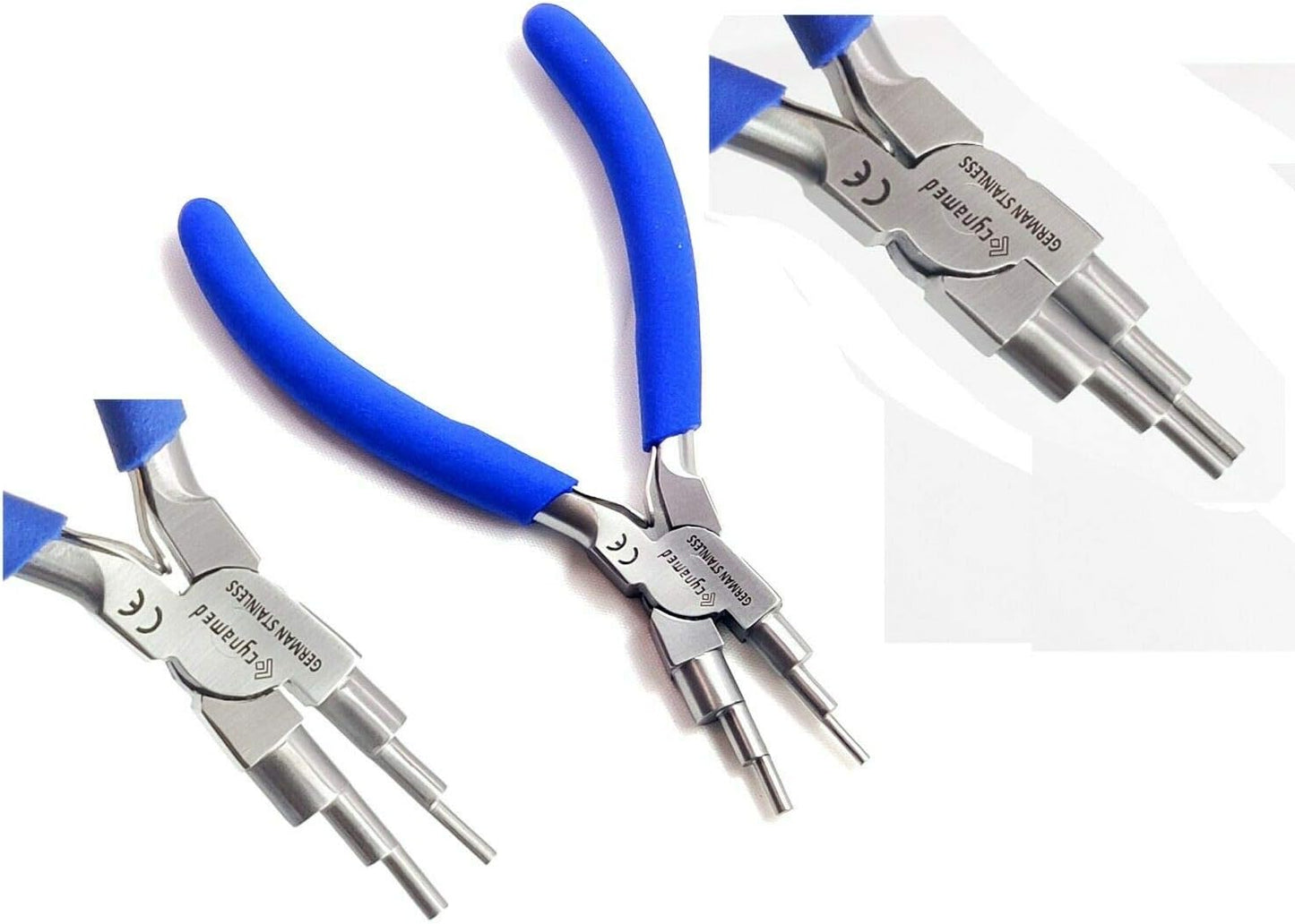 Cynamed German Stainless- 6 in 1 Bail Making Pliers Wire Looping Forming Pliers with Non-Slip Comfort Grip Handle for 2mm to 9mm Loops and Jump Rings-Heavy Duty