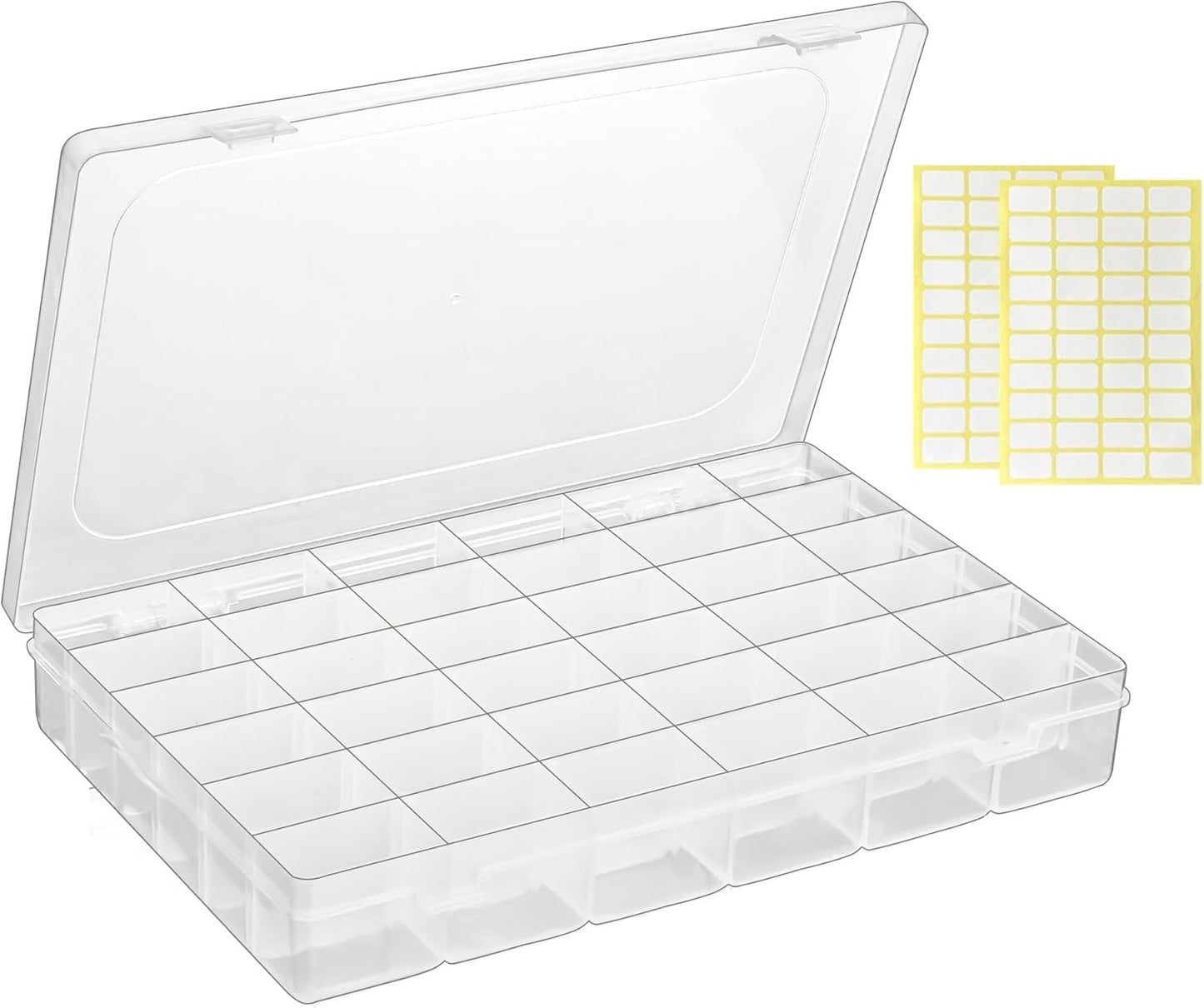 Plastic Organizer Container Box,36 Large Grids Clear Plastic Bead Organizer with Adjustable Dividers Craft Organizers Box for Bead,Jewelry,DIY Crafts,Art,Small Items Storage (Clear-1pack-36 Grids)