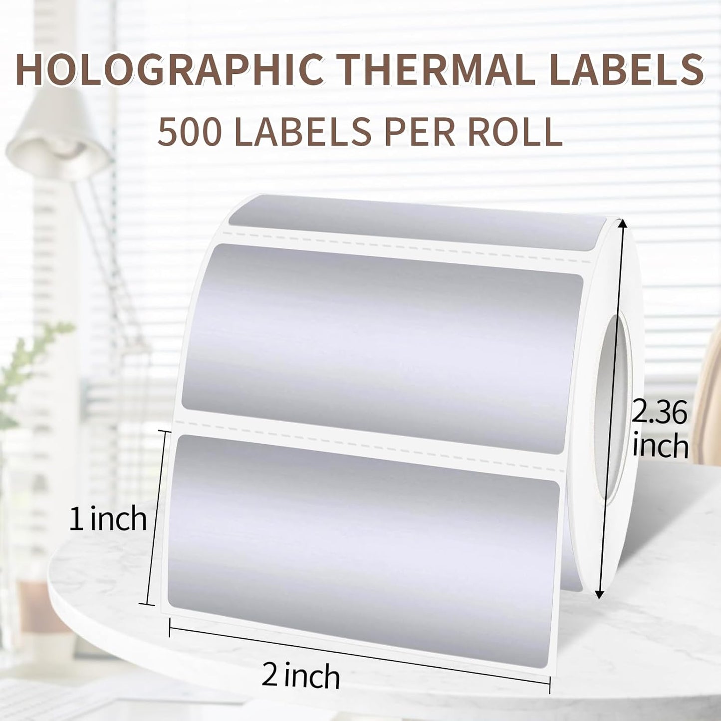 1" x 2" Silver Thermal Label Stickers,Waterproof Thermal Printer Sticker Labels for Gift Wrapping, Self-Adhesive Name Price Tag DIY Custom Logo Design (500 pcs,Silver)