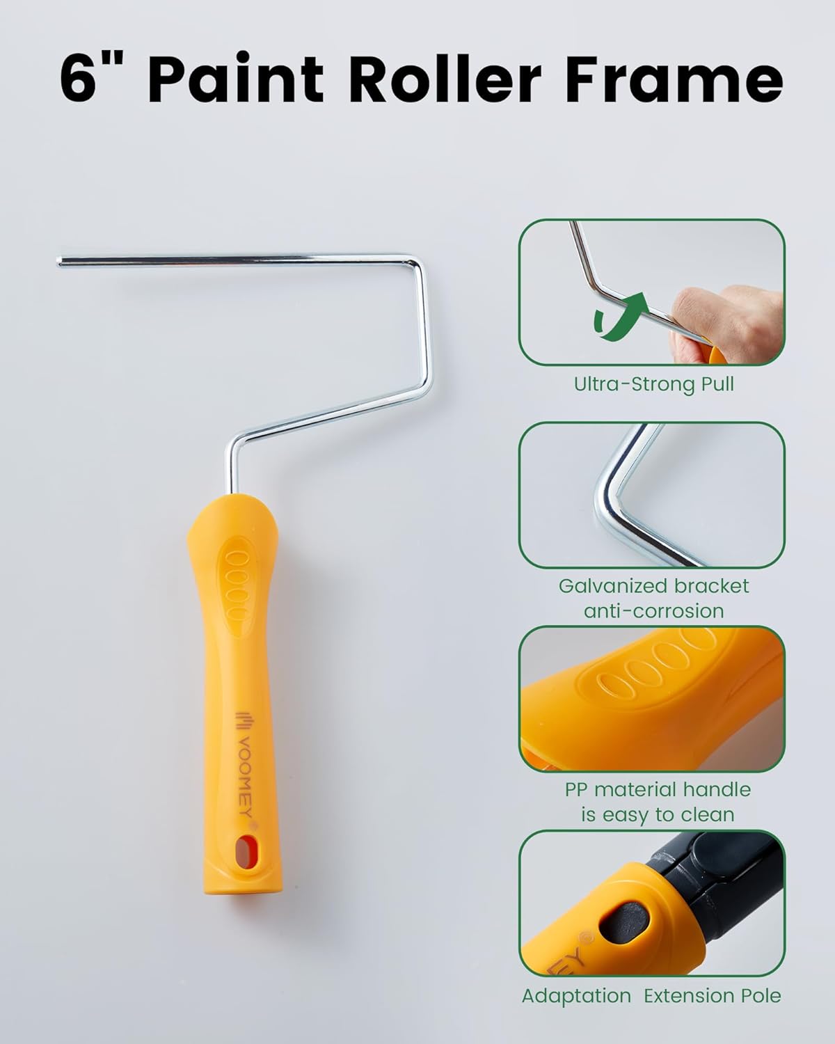 voomey 15 Pcs 6 Inch Paint Roller Kit with Small Paint Roller, Paint Tray with Liners, Foam Paint Roller for Painting Door, Walls, Cabinet