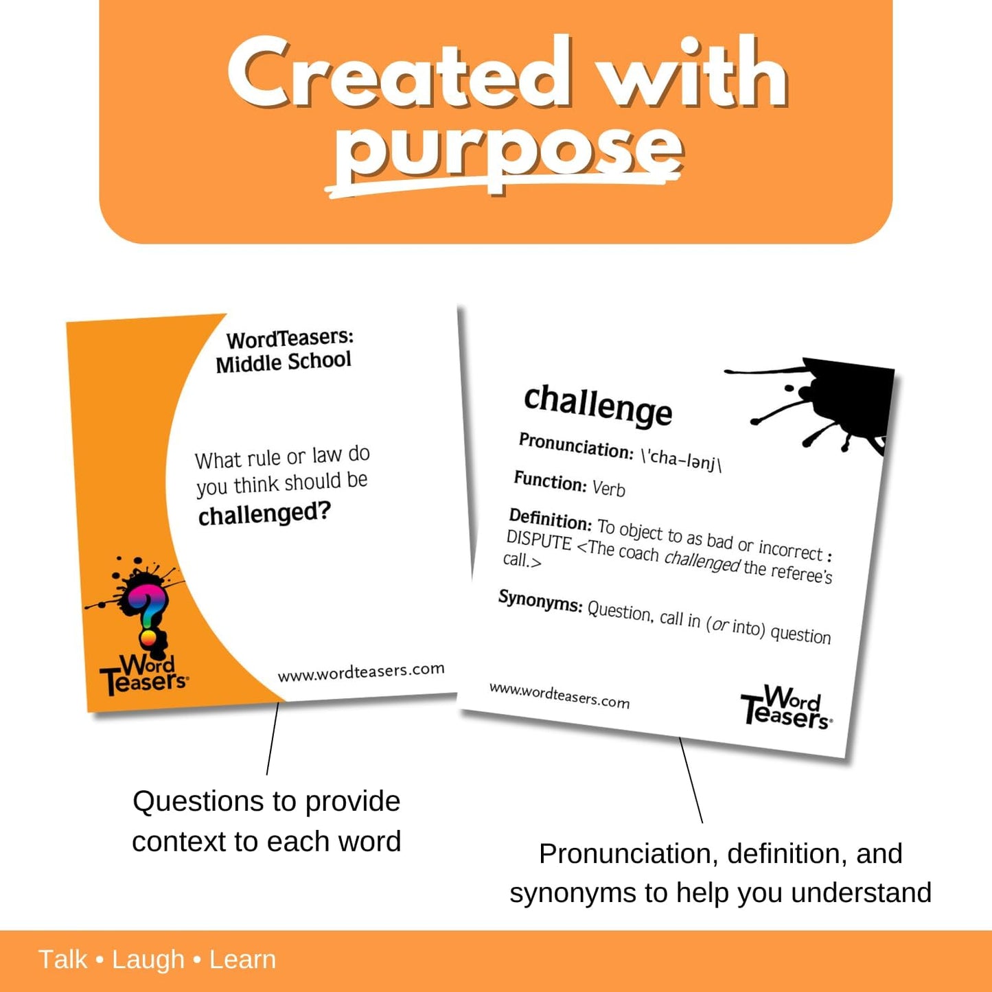 ? WORD TEASERS Middle School - Vocabulary Game for Kids 10-13 - Fun Family Conversation Starters - Reading Games for Middle School - 150 Vocabulary Flash Cards/Conversation Cards