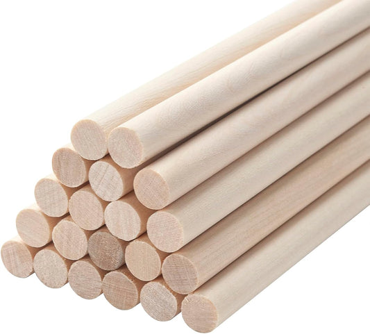 Wooden Dowels Wood Sticks for Crafts 3/8 x 12, 20 PCS Wood Dowel Rods, Round Macrame Dowels, Unfinished Hardwood Sticks for Arts and DIYers, Crafting, Tiered Cake Support and Wedding Ribbon Wands