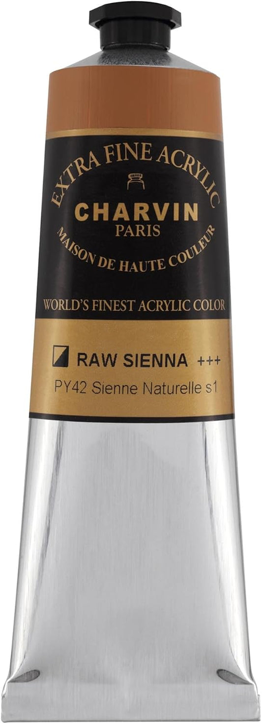 Charvin Extra Fine Professional Acrylic Paint - Raw Sienna, 150ml Tube, Triple-Milled, Lightfast Pigments, Open Stock Artist Acrylic Paints in Nature-Inspired Hues
