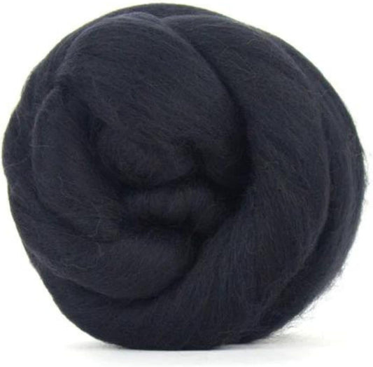 Revolution Fibers Merino Wool Combed Top | 1 lb Premium Wool Roving | 22 Micron, Best Merino Wool for Spinning, Tapestry, Needle Felting, Big Yarn Roving and Wall Hangings (Charcoal Black)