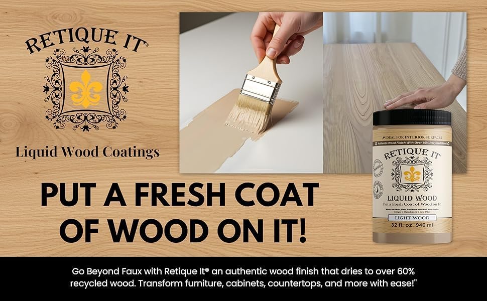 Retique It New and Improved Formula Liquid Wood Coatings - Stainable Primer - Paint It then Stain it (Dark Wood, Small)