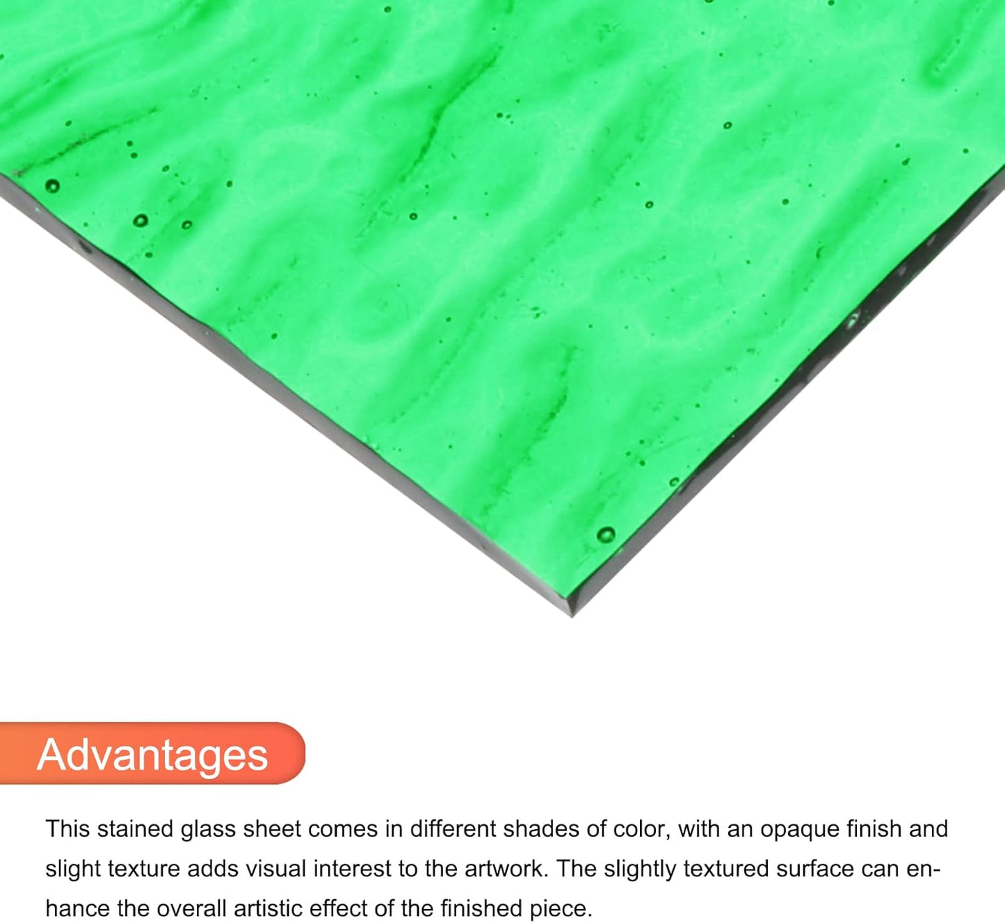 MECCANIXITY 2 Pcs Stained Glass Sheet Mosaic Tile 7.9 Inch x 5.9 Inch Emerald Green Stained Glass Sheets for Crafts DIY Art Project