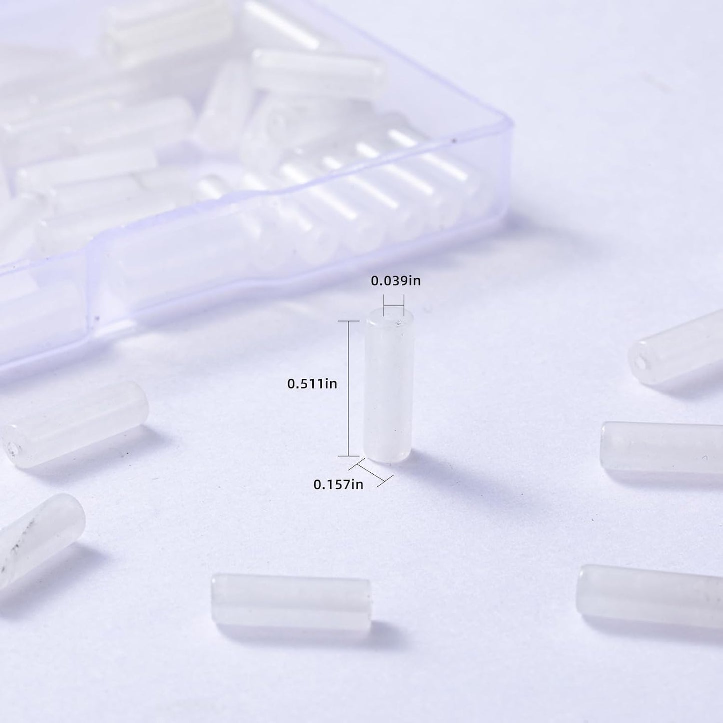 Natural White Agate Cylinder Tube Beads 4x13mm 38cm/str Loose Semi Gemstone Stone Beads for Making Bracelets Necklace Earrings