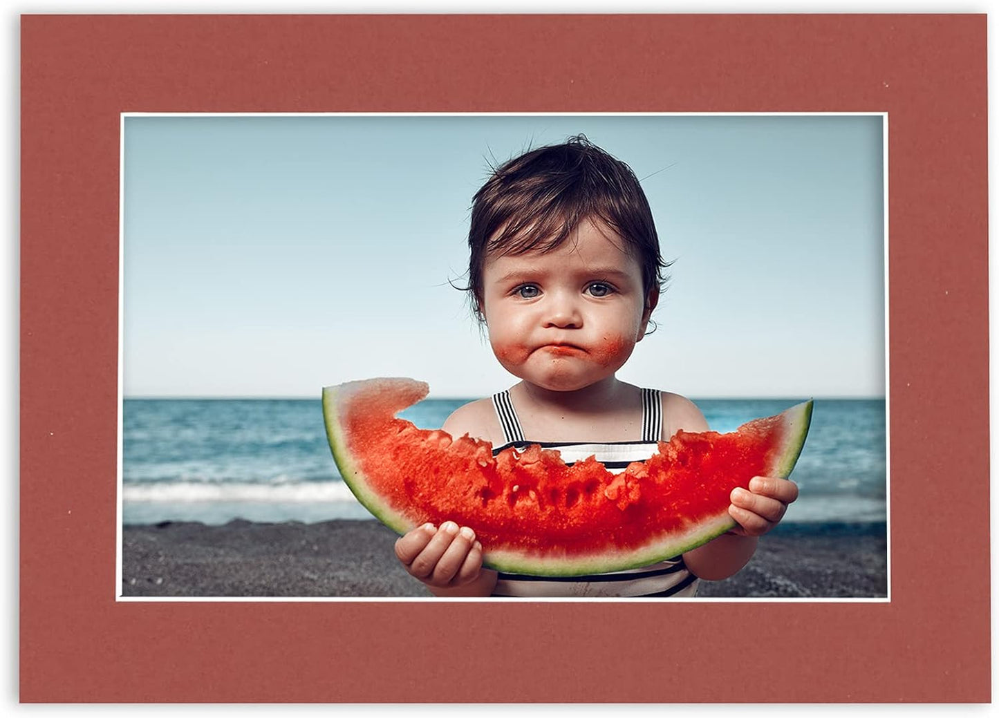 Poster Palooza 8x10 Mat Bevel Cut for 6x8 Photos - Acid Free Brick Red Precut Matboard With Backing Board and Crystal Clear, Self Seal Photo Mat Bag - For Pictures, Photos, Framing - 4-ply Thickness