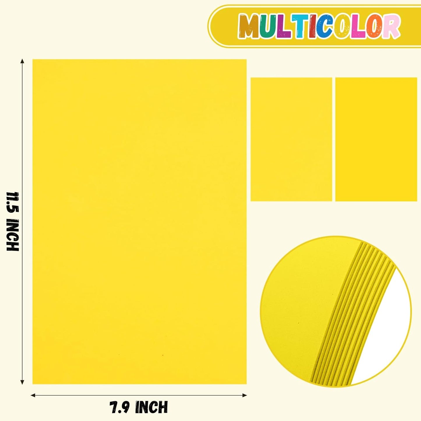 10 Pack Foam Sheets Craft 8 x 12 inch, Eva Color Foam Paper for Art Crafts Projects, Classrooms Scrapbook Gift DIY Cutters Card Party Decoration (Yellow)