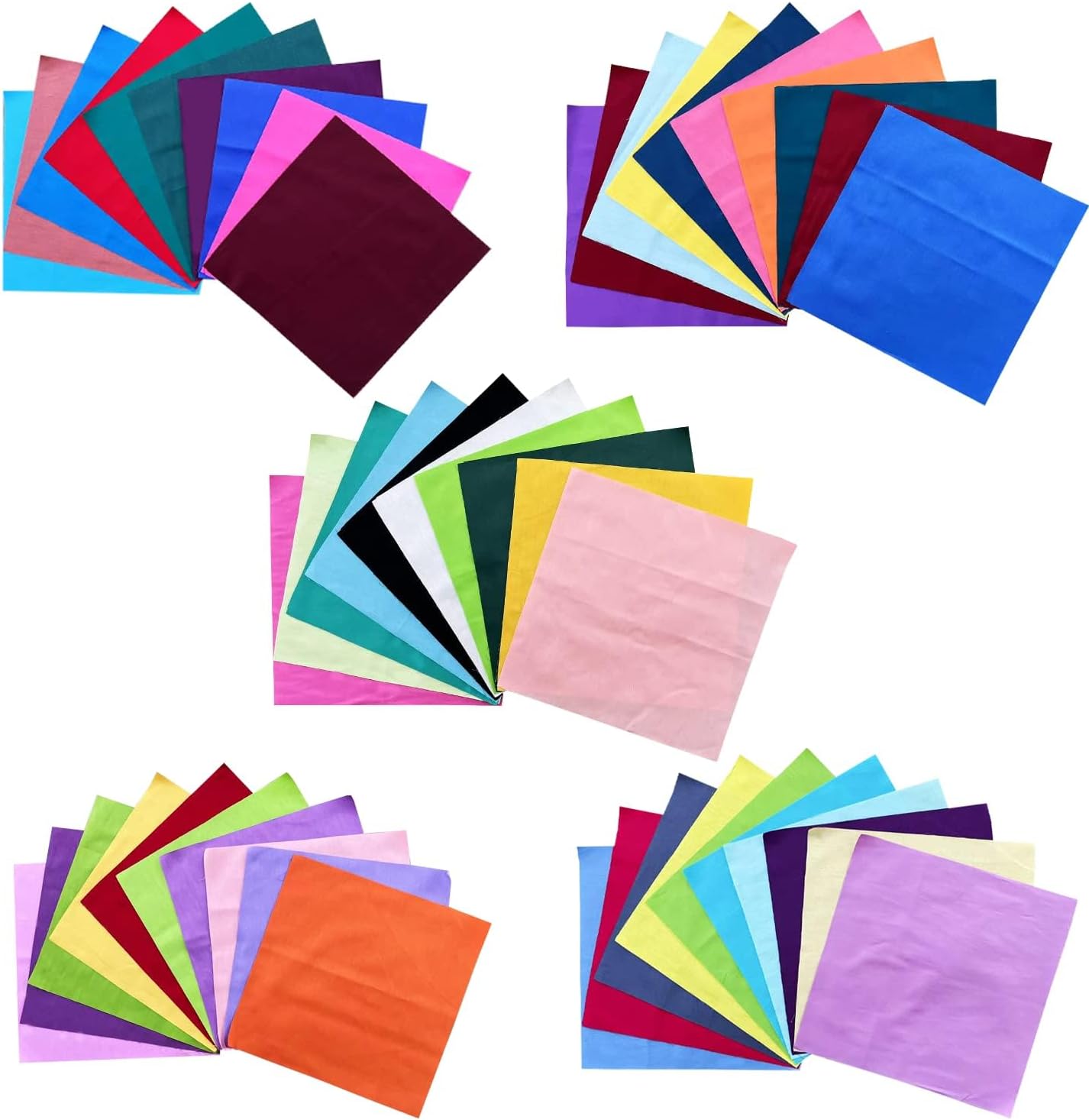 HANPATQUI 50PCS 5 x 5 inch Solid 100% Cotton Fat Quarters Fabric for Sewing and Quilting Bundles Precut Fabric Square for DIY Craft Patchwork