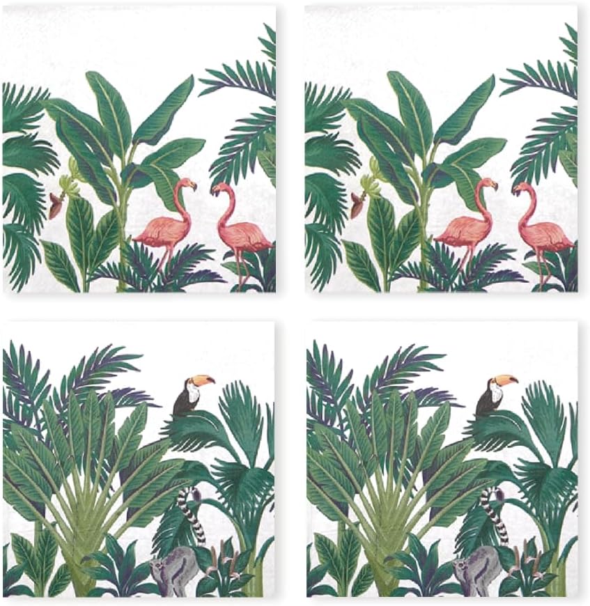 80-Pack Napkins Disposable Paper Towel Cocktail Dinner Party Decoration, White Flamingo