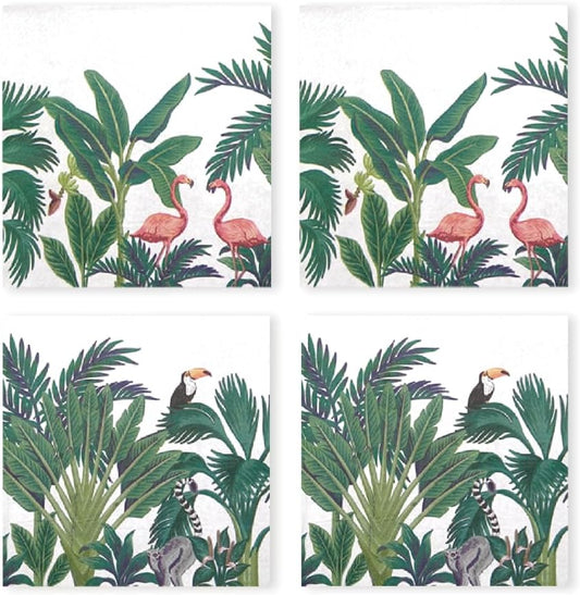 80-Pack Napkins Disposable Paper Towel Cocktail Dinner Party Decoration, White Flamingo