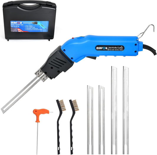 Hot Knife Foam Cutter Air Cooled 200W (4 Blades) Electric Hot Knife Styrofoam Cutter Foam Cutting Tool for EPP, EPS, XPS, EVA, EPE, PU, KT Board, Sponge