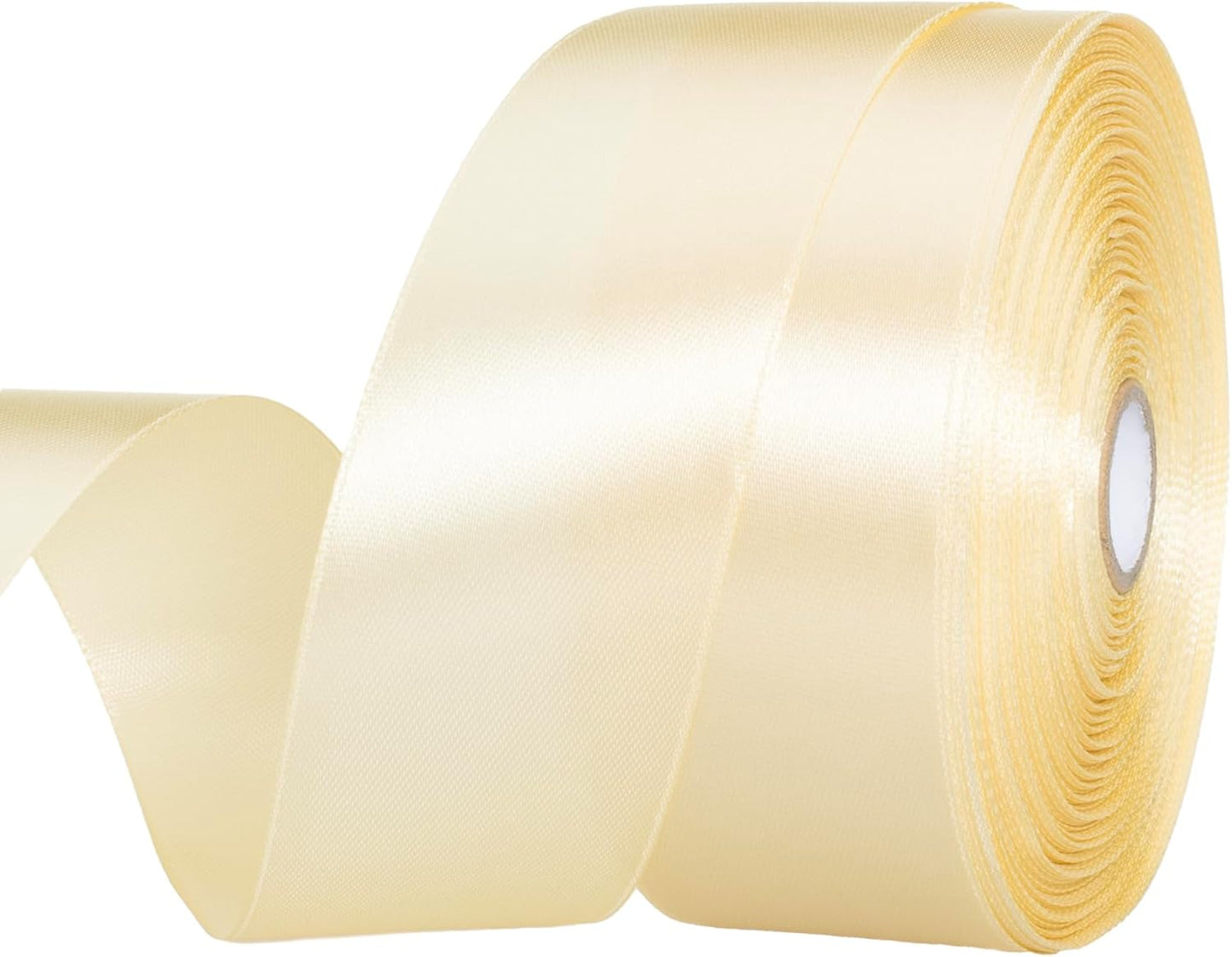 1 1/2 Inch Cream Yellow Solid Satin Ribbon, 50 Yards Craft Fabric Ribbon for Gift Wrapping Floral Bouquets Wedding Party Decoration