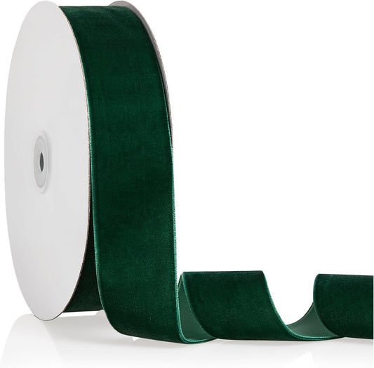 1.5" X 20 Yards Forest Green Velvet Ribbon for Christmas Tree Wreath Decoration Handmade Crafts Ornaments Gift Wrapping & Bow Making