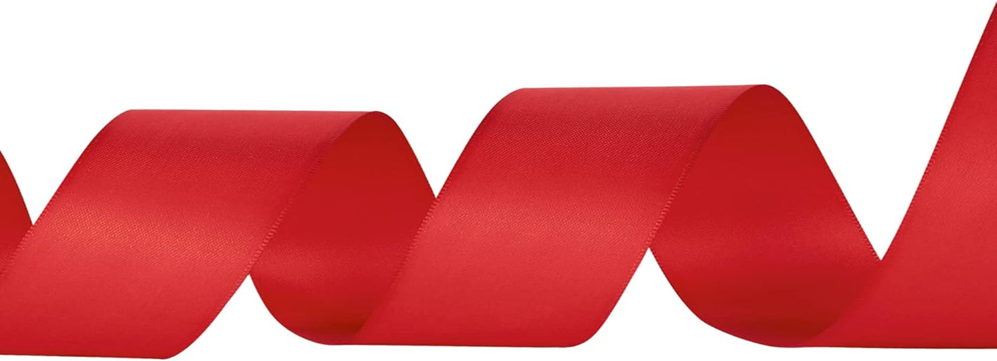 LIUYAXI Hot Red Double Faced Satin Ribbon, 1-1/2" X Continuous 50 Yards, Ribbons Perfect for Gift Wrapping Wedding DIY Craft Bow Making & Other Projects