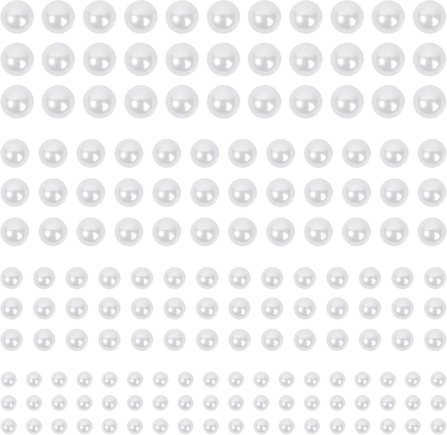 Buylorco 2000+pcs 12 Sheets Self Adhesive Pearl Stickers for Hair, Face, Makeup, Eye, Nail, Crafts, 3mm, 4mm, 5mm, 6mm (White)