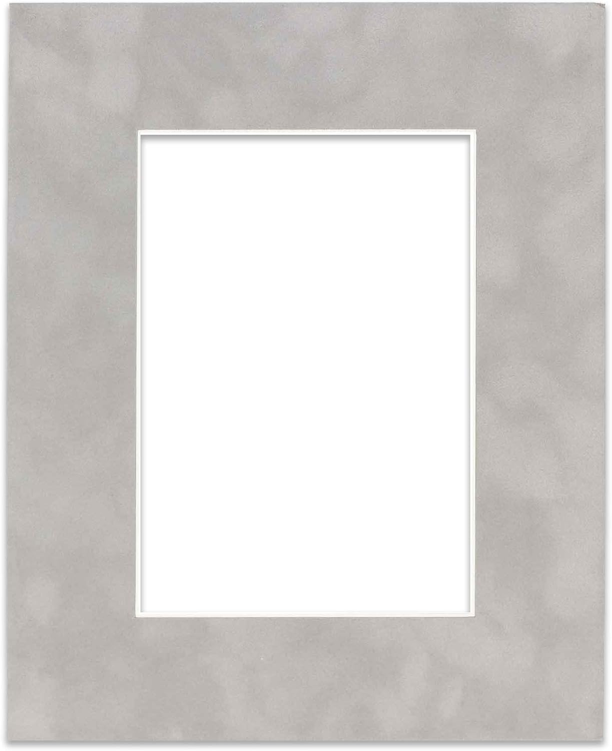 8x10 Mat Bevel Cut for 5.5x8.5 Photos - Acid Free Light Grey Suede Precut Matboard With Backing Board and Crystal Clear, Self Seal Photo Mat Bag - For Pictures, Photos, Framing - 4-ply Thickness