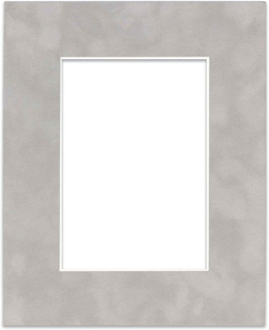 11x14 Grey Suede Matboard Bevel Cut for 8.5x11 Photos - Acid Free Light - For Pictures, Photos, Framing - 4-ply Thickness