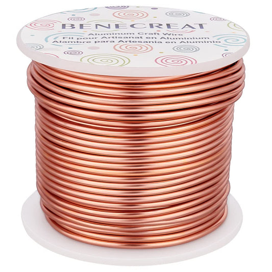 BENECREAT 12 Gauge 100FT Aluminum Wire Anodized Jewelry Craft Making Wire Beading Floral Aluminum Craft Material for Jewelry Craft Sculpture, Plant Gardening, Skeleton Making, Copper Tone