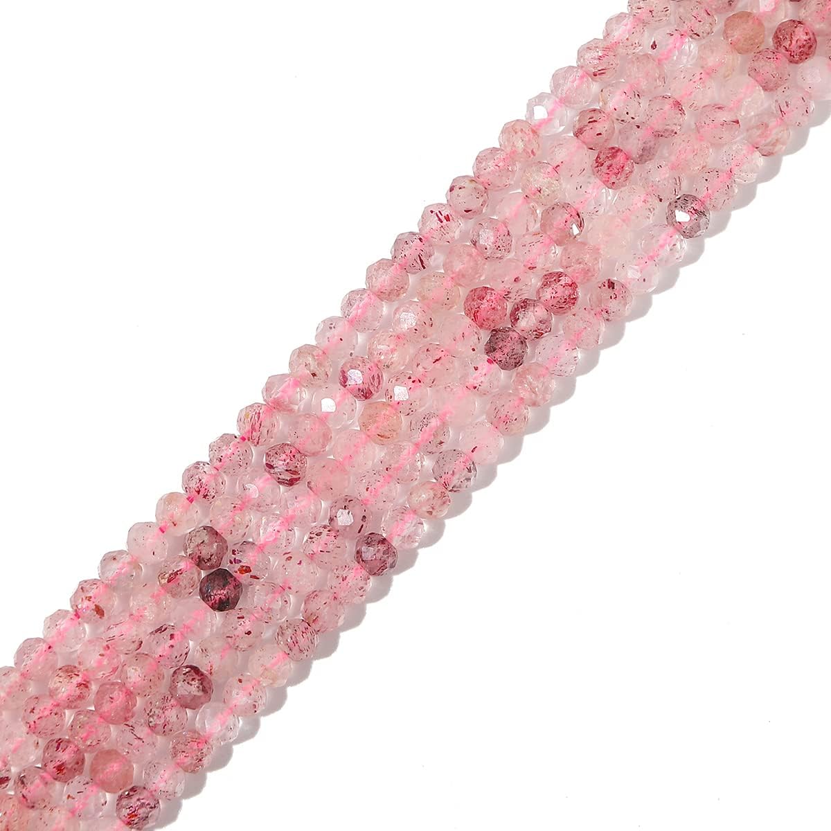 Natural Strawberry Crystal Beads 4x2mm 120pcs Faceted Rondelle Loose Semi Gemstone Beads for Jewelry Making Design