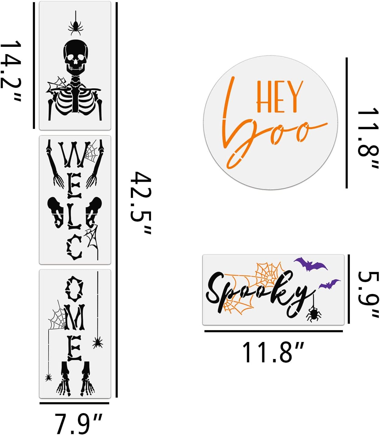 Halloween Stencils for Painting on Wood Large Halloween Stencil Skeleton Boo Hocus Pocus Templates for Porch Sign Door Hanger Decor