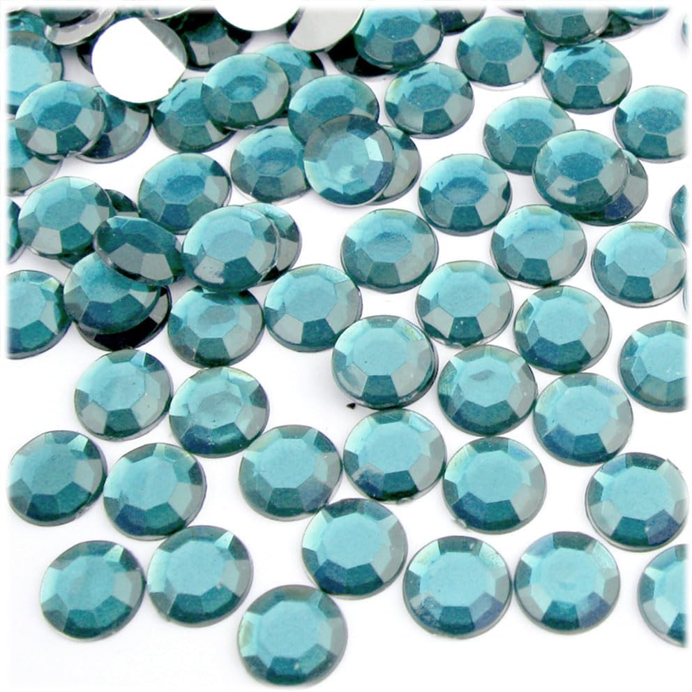 The Crafts Outlet 144pc Rhinestones Round 10mm - Flatback Aqua Blue AQA