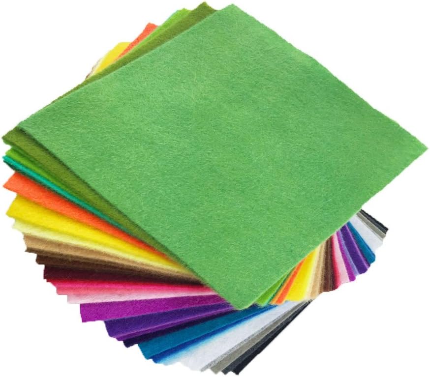 flic-flac 42pcs1.4mm Thick Soft Felt Fabric Sheet Assorted Color Felt Pack DIY Craft Sewing Squares Nonwoven Patchwork (15cm * 15cm)