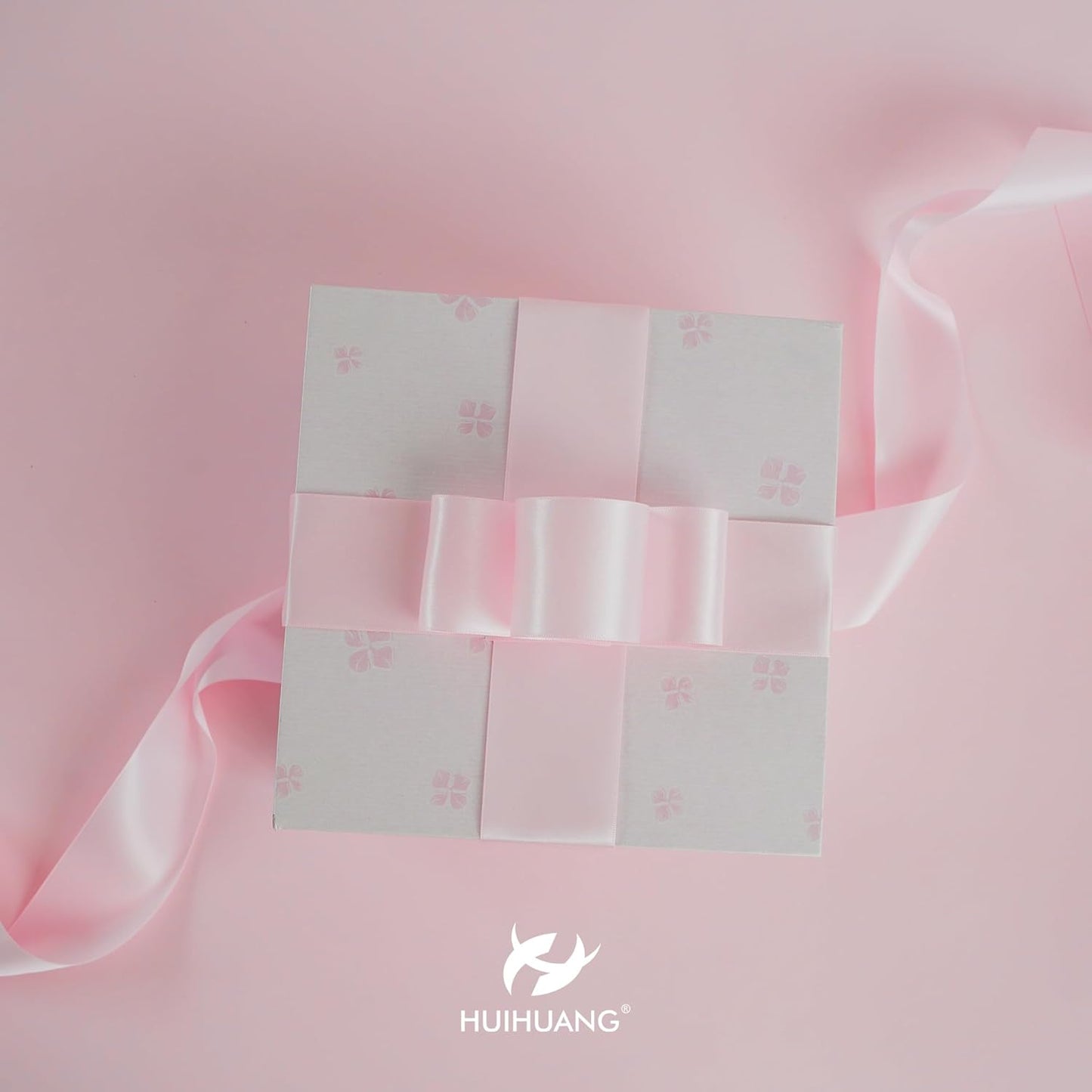 HUIHUANG Pink Ribbon 2 inch Wide Double-Faced Baby Pink Satin Silk Ribbon for Flower Bouquet Wrap, Baby Shower, Wedding Decor, Gift Wrapping, Hairs, Hats, Crafts and Bows Making- 25 Yards/Roll