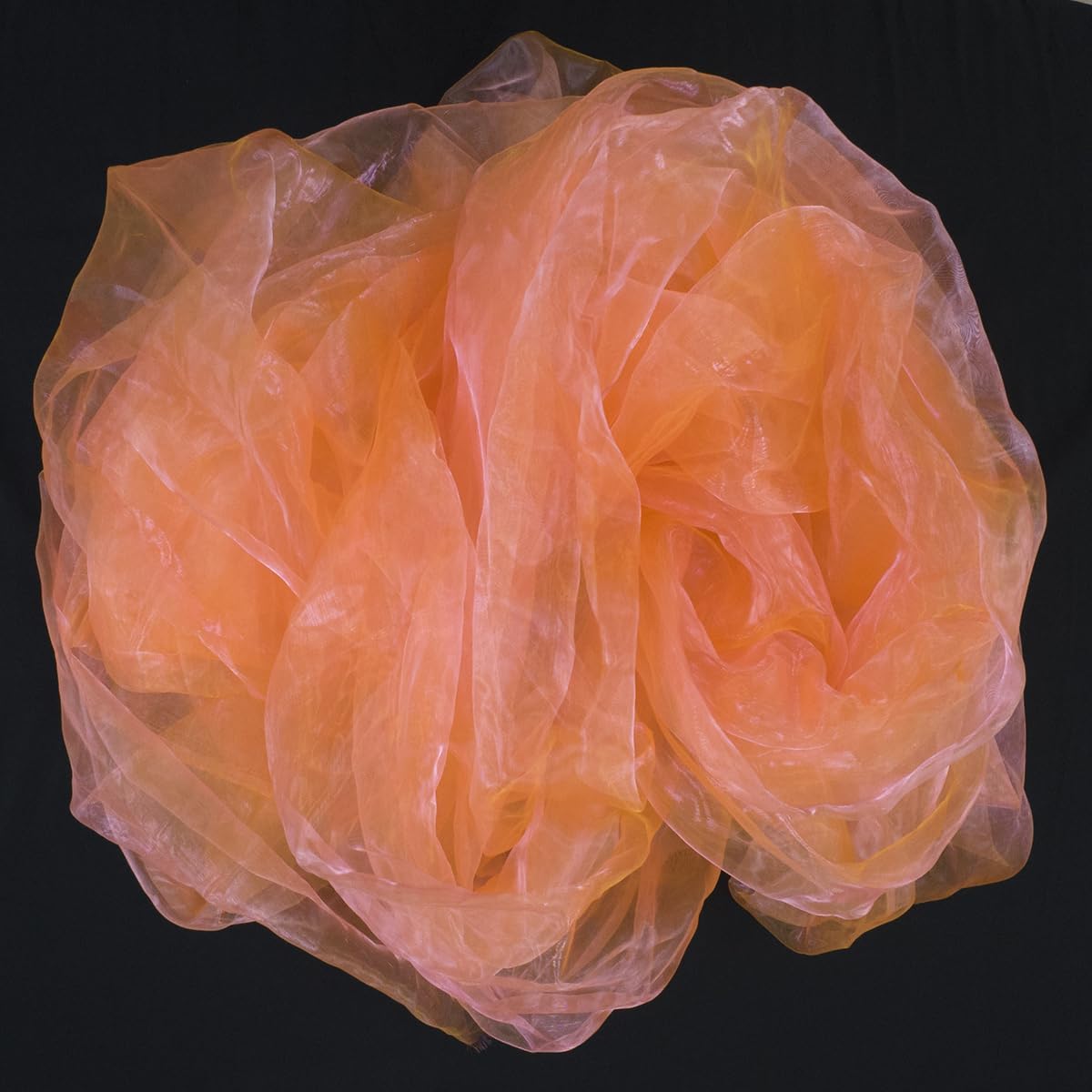 Two-Tone Iridescent Holographic Organza Fabric - 11 Yards by The Yard | Lightweight Sheer Tulle | for Wedding Dresses, Party Decor, DIY Crafts, Shiny Backdrops(Fluorescent Pink-Yellow)