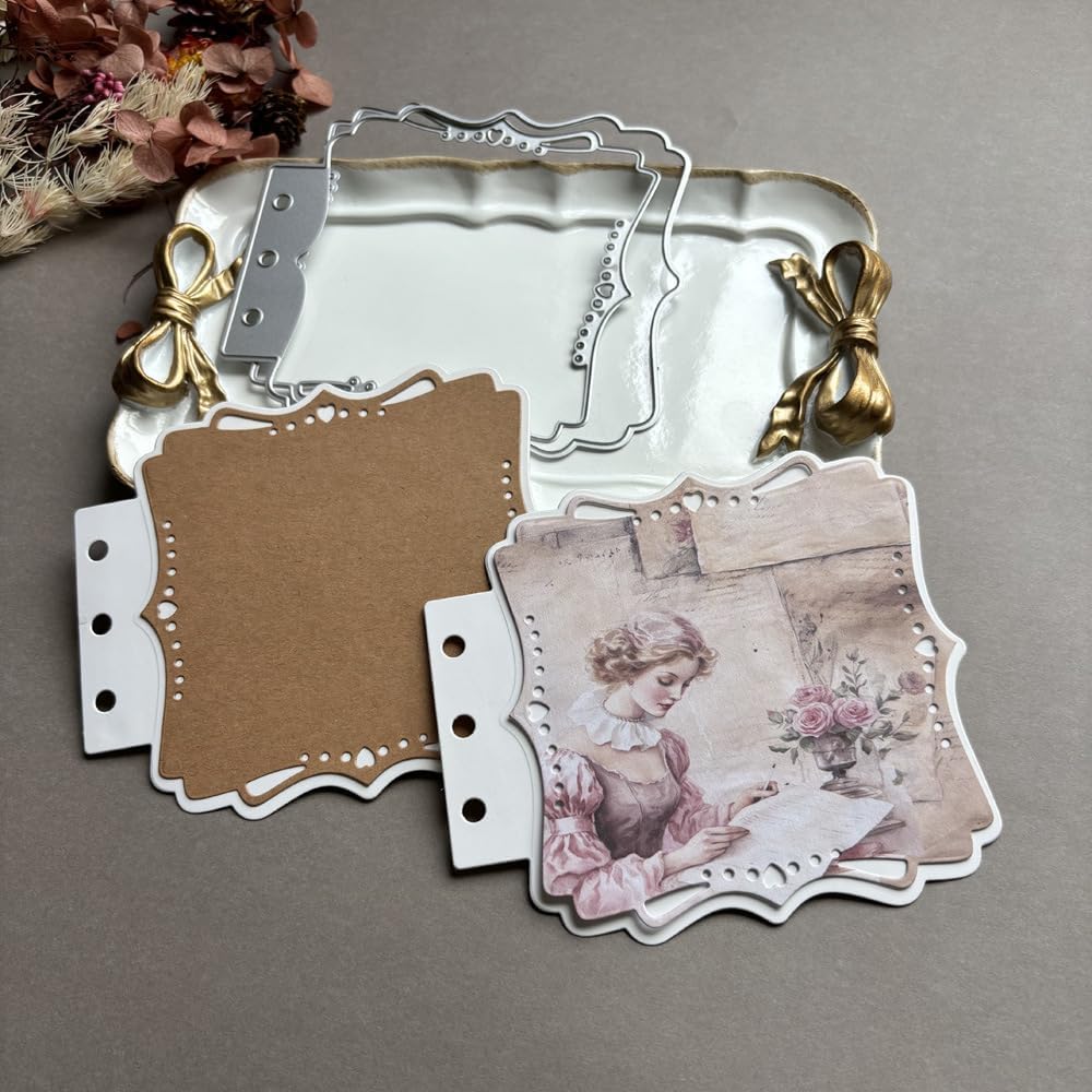 Square Framed Loose-Leaf Die Cuts for Card Making, Vintage Cutting Dies DIY Album Scrapbooking Decor Paper Craft Metal Die Cuts Party Wedding Decorations