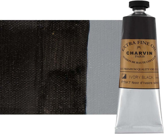 Charvin Extra Fine Oil Paint, Ivory Black 60 mL - Triple-Milled, Rich Texture, Poppy Oil-Based, Light-Fast, Handmade, Archival Quality