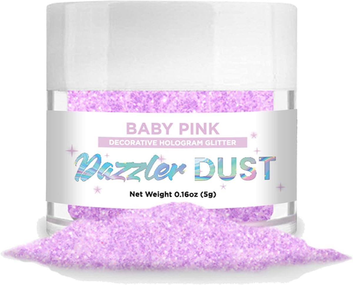 BAKELL Baby Pink Art & Craft Glitter, 5g Jar | Dazzler DUST | Non-Toxic Decorating Glitter | Arts, Crafts, Slime, Glue, Paint, Face & Body (Baby Pink)