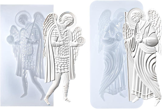 Art Molds for Polyclay Air Dry Clay Plaster, 2 Carved Archangel Symbols
