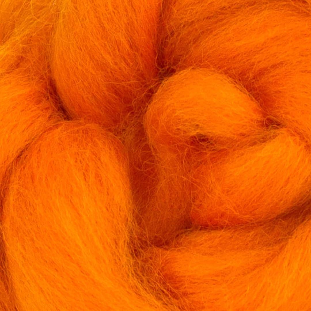 Revolution Fibers Dyed Corriedale Wool | 8 Ounces of Premium Combed Wool Top | 26 Micron, 100% Pure Corriedale Wool Roving, Ethically Sourced (Clementine Orange)