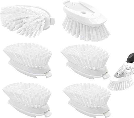 Brush Refills for OXO Dish Brush - 6 Pack Dish Brush Cleaning Soap Dispensing Head Replacement for Scrubber (White)