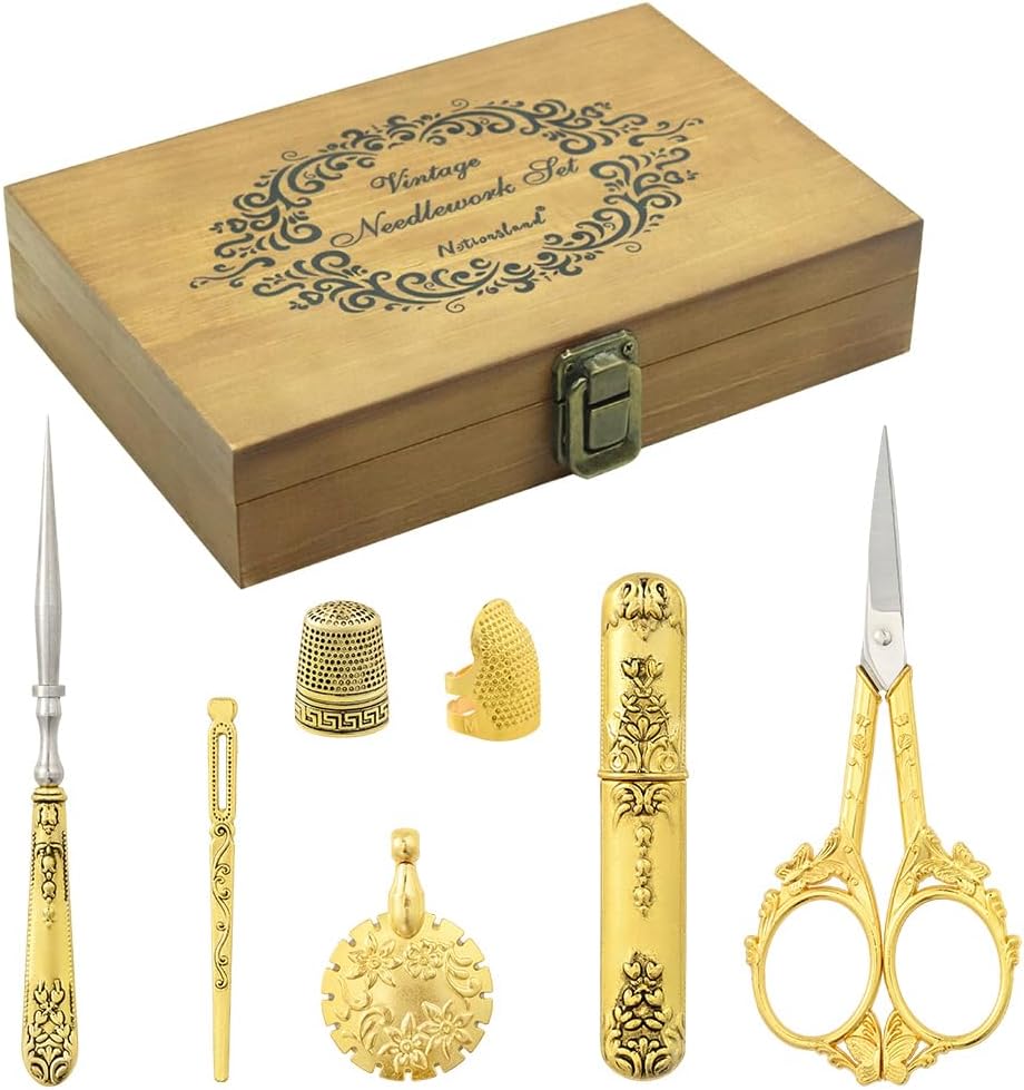 Vintage Embroidery Scissors Set, European Style Stainless Steel Sewing Tools for Sewing, Craft, Art Work, Needlework, Gold