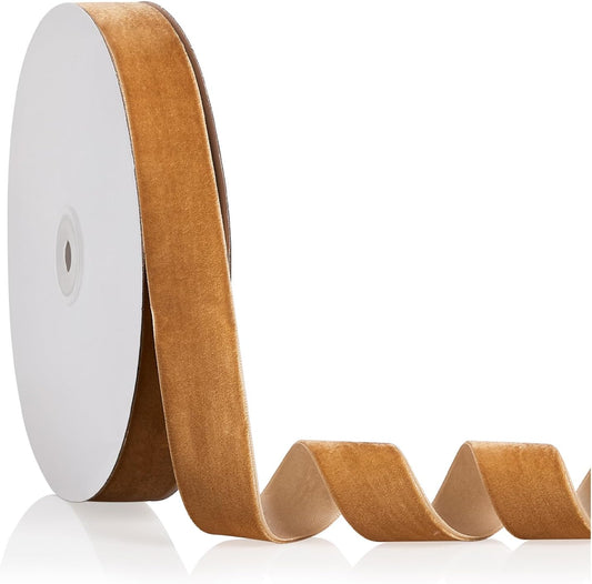 1" X 20 Yards Light Khaki Velvet Ribbon for Christmas Tree Wreath Decoration Handmade Crafts Ornaments Gift Wrapping & Bow Making