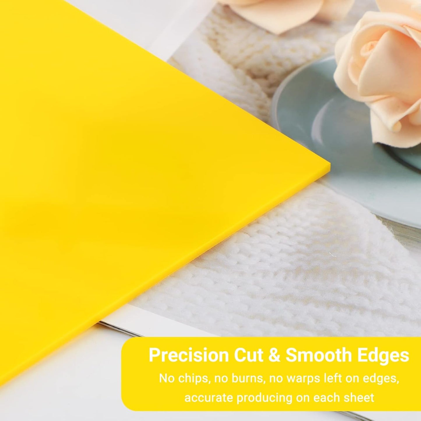 Enoin 1 pack 12x16 Inches Yellow Non Transparent Acrylic/Plexiglass Sheet 0.118'' 1/8 Thick, Plastic Sheet Colored Board Panel for Glass, DIY, Painting, Art Craft