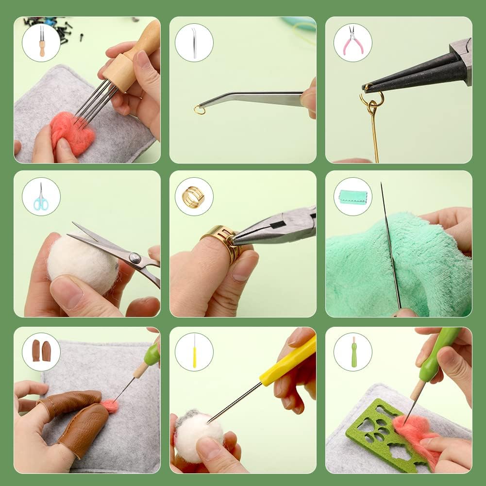 IMZAY 304 Pcs Needle Felting Kit, Wool Roving 50 Colors Set, Needle Felting Starter Kit, Needle Felting Tools Kit with 2 Exquisite Storage Bags, Felt Tools for Felted Animal Needle Felting Supplies