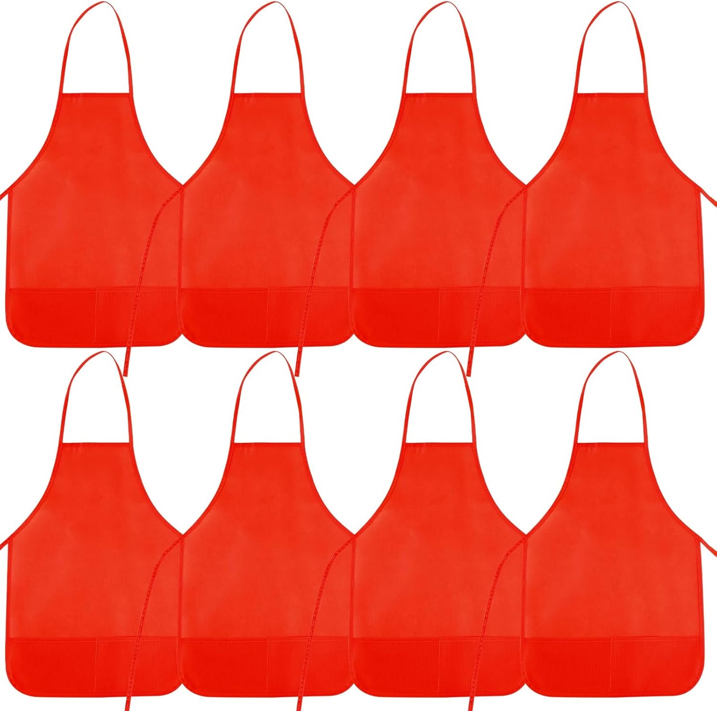 8 Pcs Kids Apron Painting Aprons for Kids Art Smocks Paint Apron Bulk for Painting Classroom Activity Kitchen Crafts Party Supplies(Red)