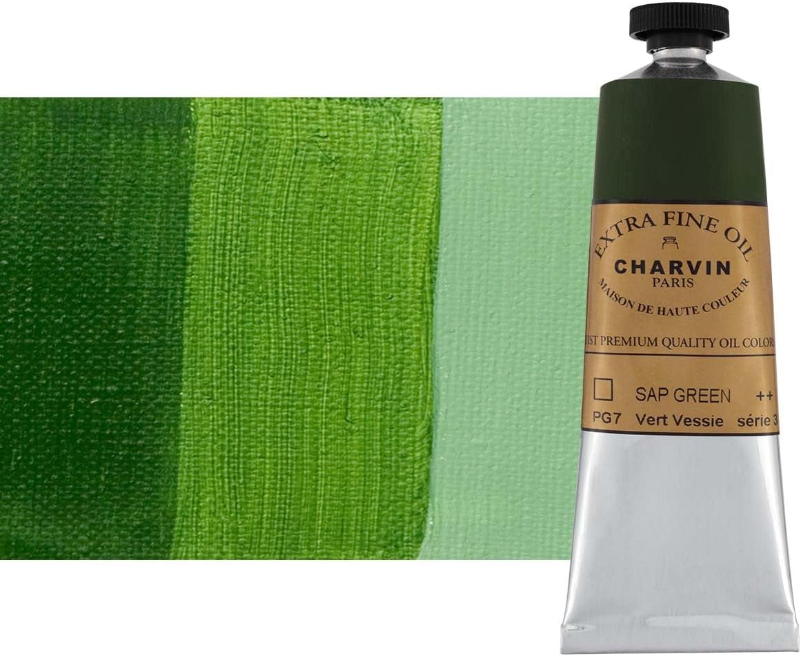 Charvin Extra Fine Oil Paint, Sap Green 60 ml - Triple-Milled, Rich Texture, Poppy Oil-Based, Light-Fast, Handmade, Archival Quality