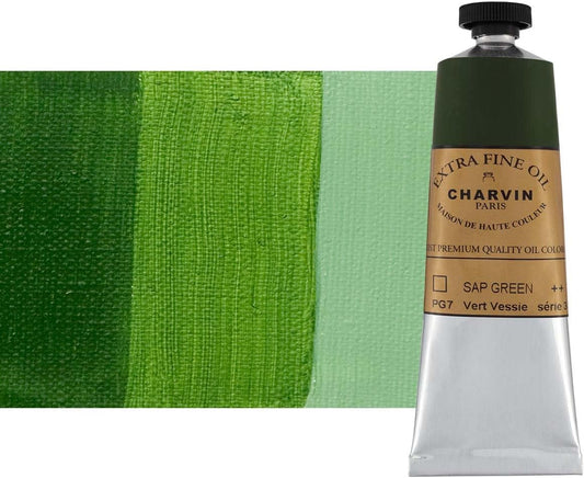 Charvin Extra Fine Oil Paint, Sap Green 60 ml - Triple-Milled, Rich Texture, Poppy Oil-Based, Light-Fast, Handmade, Archival Quality