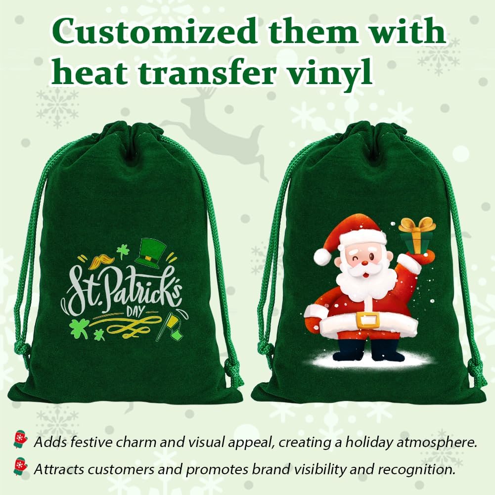 Shintop 20pcs Velvet Bags, 4x6inch Green Jewelry Drawstring Pouches Soft Cloth Gift Bags for Christmas St Patrick's Day Party Favor