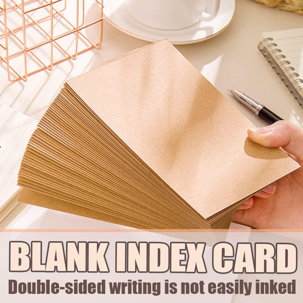 Bercoor 200 Pack Blank 3 x 5 Inch Index Cards, Heavy Study Cards, Note Cards for Office, School Learning, Kraft Paper