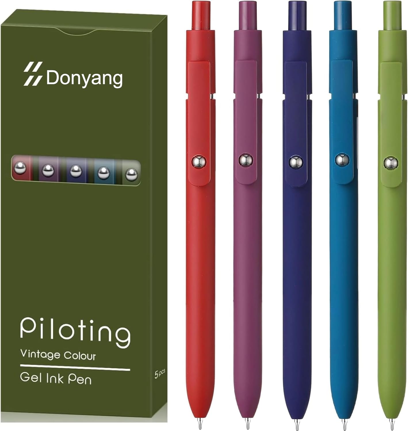 Gel Pens, 5pcs 0.5mm Gel Pen Cute Black Ink Fine Point Pens With Smooth Writing, Quick Dry Pens For Journaling, Teacher Work Desk Accessories Office School Supplies for Men Women Student (Vintage)