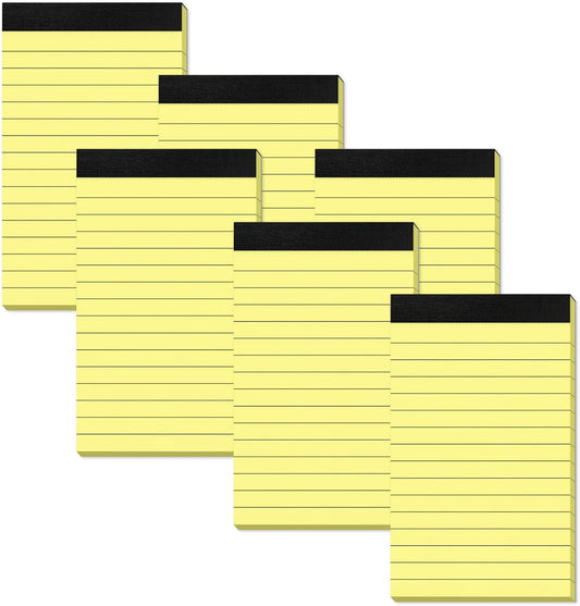 Small Note Pads 3x5 Yellow Pocket Writing Pads 6 Pack Lined Notepads Yellow Small Pads of Paper 3x5 Inch with 30 Sheets per Notepad 80Gsm Paper Pads Mini Note Pads 3x5" Pocket Notepads for Home Office