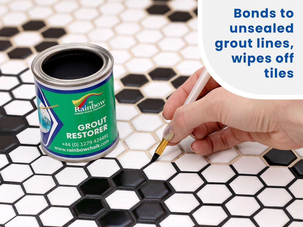 Grout Pen Black Grout Paint: Waterproof Tile Paint Grout Refresh Restorer for Floor, Kitchen & Bathroom Shower Tiles - Black - Can Size for Larger Projects - 125ml (4.2oz)